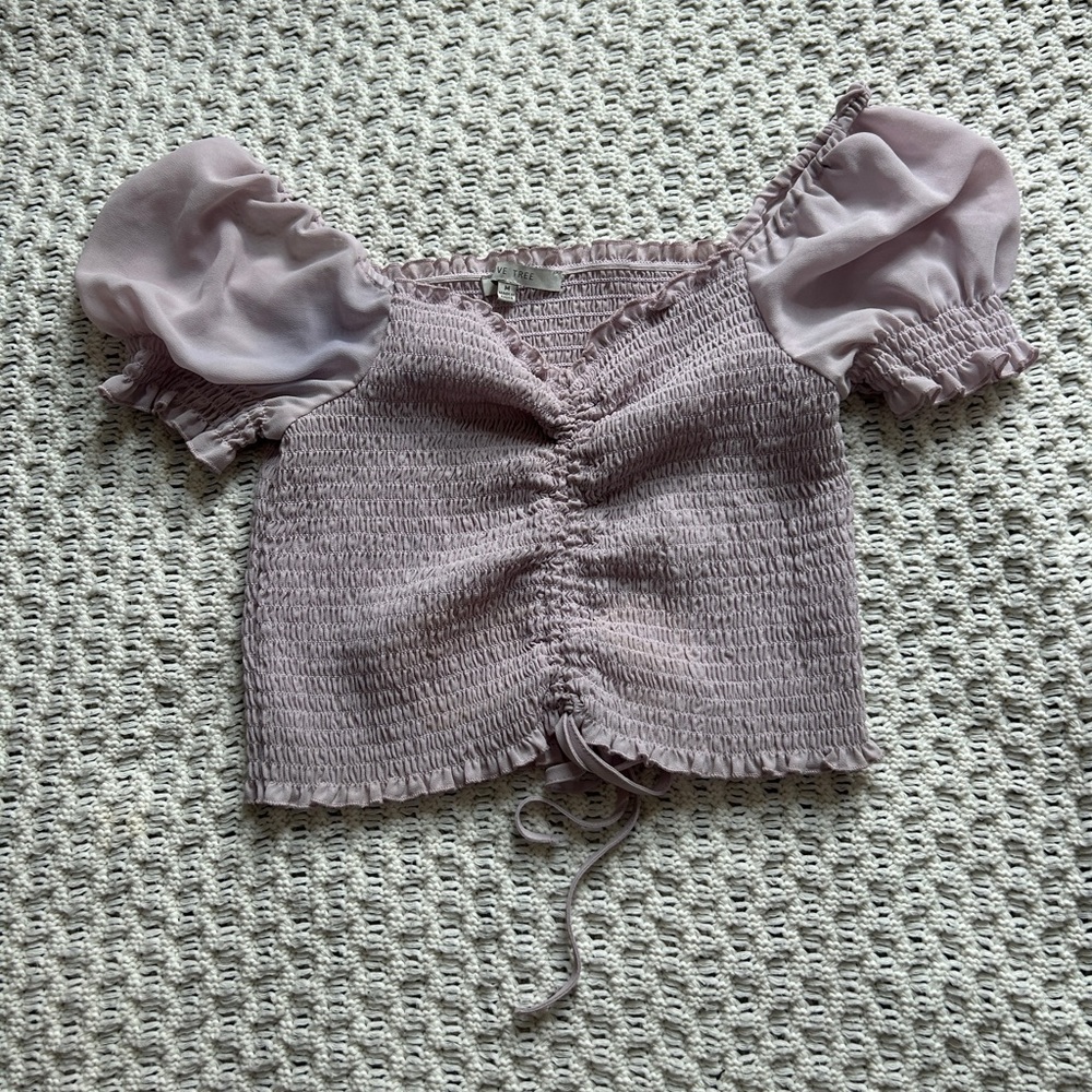 Fashion Nova Smocked Crop Top- Lilac